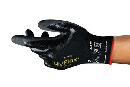 11928080 Ansell HyFlex 11-928 Black Ansell INTERCEPT Technology (Liner) Abrasion Resistant, Cut Resistant, Heat Resistant