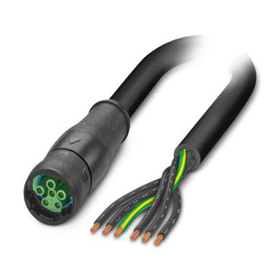 1514501 Phoenix Contact SAC, 10m 6 Core, Black Polyurethane PUR Power Cable +80°C