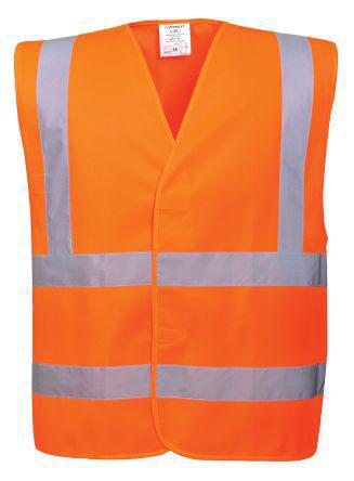 918-5832 RS Pro Unisex Orange 2-Reflective Bands Hi-Vis Polyester L → XL