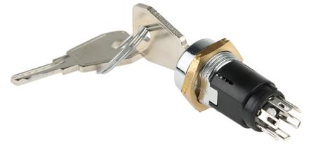SRL5JS2850 Key Switch, DP-CO, 3 A@ 50 V dc, 5 A@ 115 V ac 2-Way, -20 → +65°C
