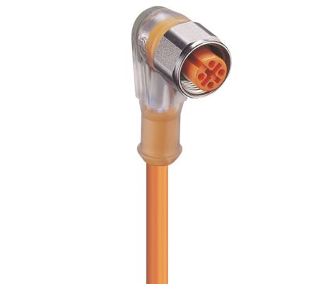 18027-PRKWT-LED-P-4-07-25-M Lumberg Automation Right Angle M12 to Unterminated Cable assembly, 4 Core 25m Cable