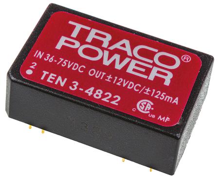 TEN-3-4822 TRACOPOWER TEN 3 3W Isolated DC-DC Converter Through Hole, Vin 36 → 72 V dc, Vout ±12V dc
