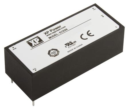 ECE60US05 XP Power Switching Power Supply, , 5V dc, 10A, 50W, 1 Output, 120 → 370 V dc, 85 → 264 V ac