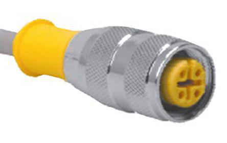 RK-4-4T-2-S90 Turck RK Series, 4 Pole Cable Mount Connector Plug, IP68, IP69K, Female Contacts, Threaded Mating