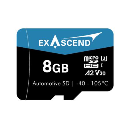 EX8GUSDV30-PTDE Exascend 8 GB Industrial MicroSDHC Micro SD Card, A2, Class 10, UHS-1 (U3), V30