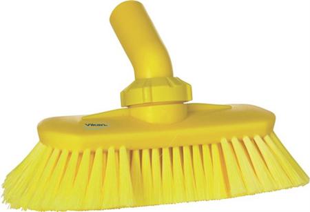 70676 Vikan Soft Bristle Yellow Scrubbing Brush, 44mm bristle length, Polyester, Polypropylene, Stainless Steel bristle