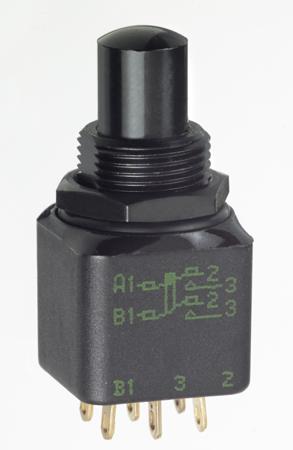 13445-9X778 APEM 1300 Series Series Push Button Switch, DP, Bushing, 11.9mm Cutout, On/Mom, 30V dc