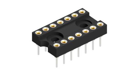 DIL 14 EZ Fischer Elektronik, DIL 2.54mm Pitch Straight 14 Way, Through Hole Closed Frame IC Dip Socket, 1.5A