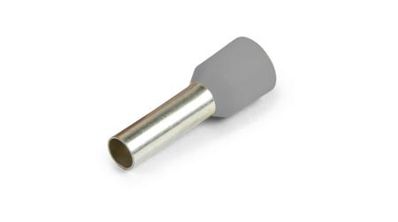 459706 Vogt Insulated Bootlace Ferrule, 6mm Pin Length, 0.6mm Pin Diameter, Grey
