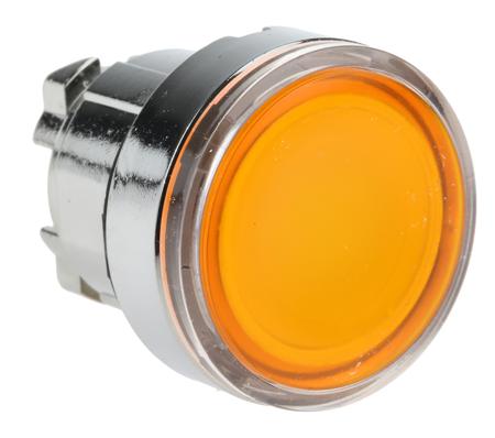 ZB4BW353 Schneider Electric Harmony XB4 Series Orange Illuminated Spring Return Push Button Head, 22mm Cutout, IP66, IP67, IP69K