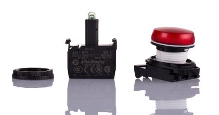 800FP-P4PN7R Allen Bradley, 800F, Panel Red LED Pilot Light, 22mm Cutout, Round, 240V ac