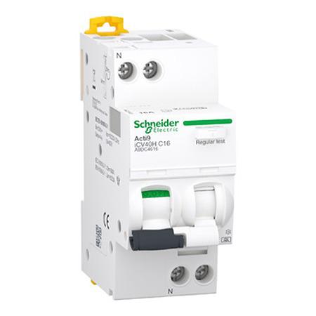 A9DC4616 Schneider Electric RCBO, 16A Current Rating, 1P+N Poles, 30mA Trip Sensitivity, Type C, Acti9 Range