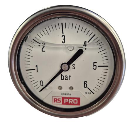 179-984 RS PRO BSP 1/4 Analogue Pressure Gauge 6bar Bottom Entry 63mm Outside Diameter
