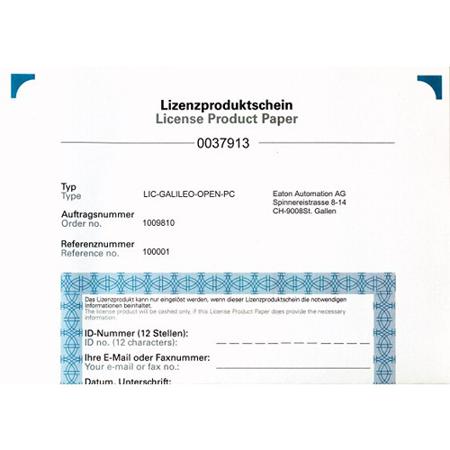 140385-LIC-GALILEO-OPEN-PC Eaton LIS Series License for Use with Operating System Windows