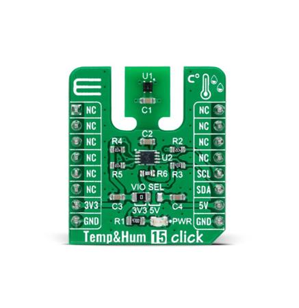 MIKROE-4496 MikroElektronika Temperature and Humidity 15 Click Temperature & Humidity Sensor MikroBus Click Board for SHT40