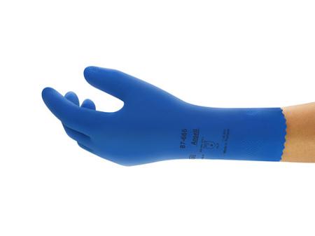 87665080BP Ansell AlphaTec 87-665 Blue Natural Rubber Latex General Purpose, Sweat Absorbent Work Gloves, Size 7.5 to 8, Natural