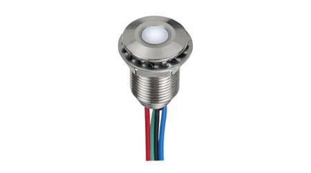 Q10F5SZZRGB24E-CA Q10 Series Blue, Green, Red Panel Mount Indicator, 24V dc, 10mm Mounting Hole Size, Lead Wires Termination, IP67