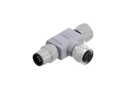 43-05116 CONEC Right Handle 5 Pole M12 Plug to 5 Pole M12 Plug Adapter