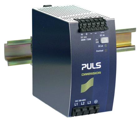 QT20-241-C1 PULS QT20 DIN Rail Power Supply, 480V ac Input, 24V dc Output, 20A Output, 480W