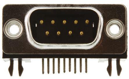 1-1634580-2 TE Connectivity AMPLIMITE HD-20 Series, 9 Way Right Angle Through Hole PCB D-sub Connector Plug, 2.77mm Pitch