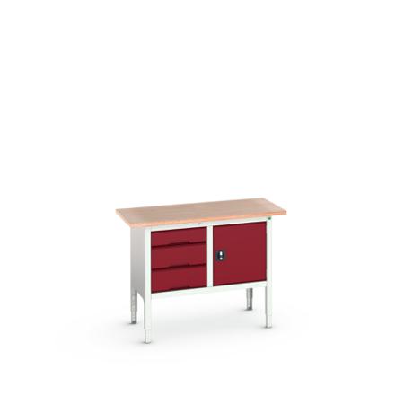 16923003.24 Bott Steel Workbench, 75kg Max Load, Adjustable Height, 930mm x 600mm x 1250mm
