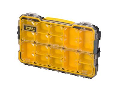FMST1-75779 Stanley 2/3 Cell Black, Yellow Plastic, Adjustable Compartment Box, 26.7cm x 43.2cm x 6.4cm