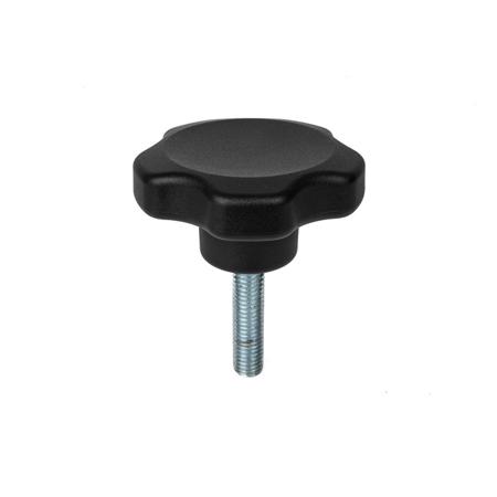 284-5463 RS PRO Black Thermoplastic Multiple Lobes Clamping Knob, M16 x 50, Threaded Mount
