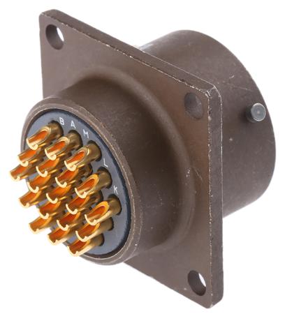 KPT02E14-19P ITT Cannon, KPT, Copper Alloy 19 Way Box Mount MIL Spec Circular Connector Receptacle, Pin Contacts,Shell Size 14,