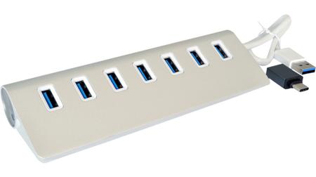 EX-1137 Exsys 7 Port USB 3.0 USB C  Hub, USB Bus Powered, 160 x 55 x 30mm