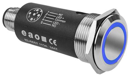 82-6657.2124 EAO 82 Series Illuminated Illuminated Push Button Switch, Latching, Panel Mount, 22mm Cutout, SPDT, Blue LED, 35V,