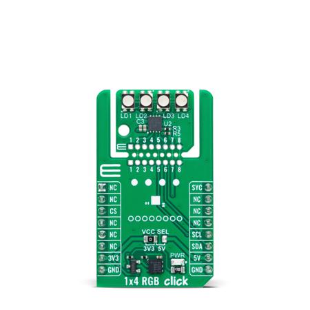 MIKROE-6240 MikroElektronika , 1x4 RGB Click LED Matrix Development Board for Industrial Use
