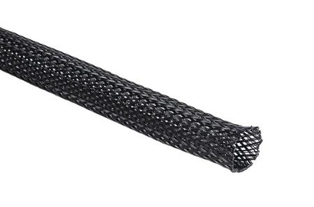 170-80150-HLB15-PET-BK HellermannTyton Expandable Braided PET Black Cable Sleeve, 15mm Diameter, 10m Length, Helagaine HLB Series