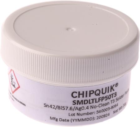 SMDLTLFP50T3 CHIPQUIK SMD LTLF Lead Free Solder Paste, 50g Tub
