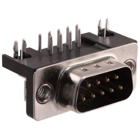 09681637812 HARTING 9 Way Right Angle Through Hole D-sub Connector Plug, 2.77mm Pitch, with 4-40 UNC Threaded Inserts, Boardlocks