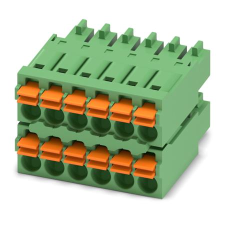 1738843 Phoenix Contact, 3.5mm Pitch, FMCD 1.5/ 6-ST-3.5, 12 Way, , Pluggable Terminal Block, Plug, Cable Mount, Spring Cage