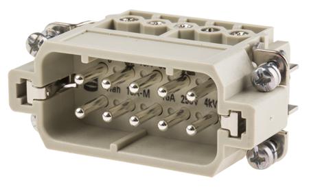 09200102612 HARTING Heavy Duty Power Connector Insert, 16A, Male, Han A Series, 10 Contacts