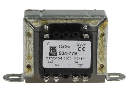 504-779 RS Pro 6VA 2 Output Chassis Mounting Transformer, 12V ac