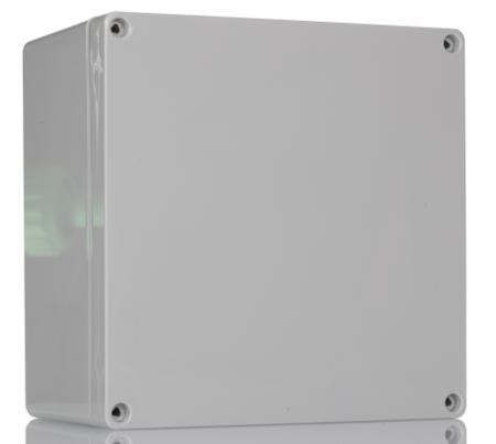1554S2GY Hammond 1554 Series Grey Polycarbonate Enclosure, IP68, Grey Lid, 6.3 x 6.3 x 3.5in