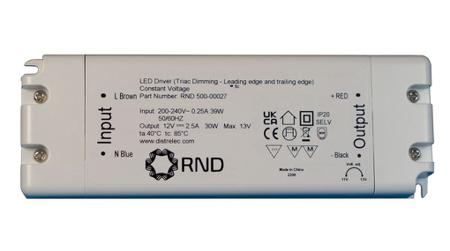 RND-500-00028 RND LED Driver, 24V Output, 30W Output, 1.25A Output, Constant Voltage Dimmable