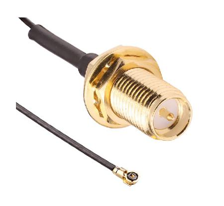CSJ-RGFB-100-MHF4 Linx Black RP-SMA to MHF4 0.81mm OD Coaxial Cable Coaxial Cable Assembly, 50 Ohm (O) 100mm