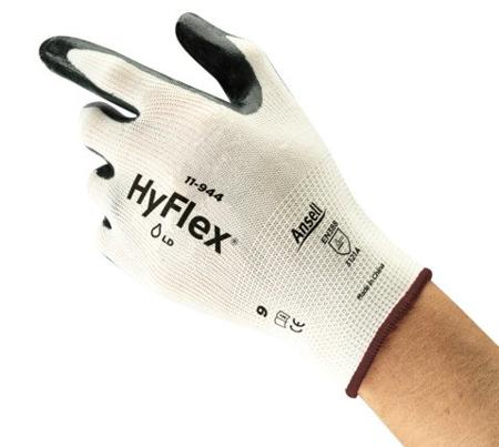 11944100 Ansell HyFlex 11-944 Black Nylon Abrasion Resistant Gloves, Size 10, Nitrile Coating