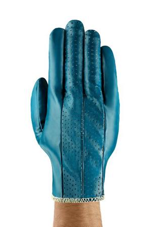 32125075 Ansell Hynit 32-125 Blue Cotton, Polyester Abrasion Resistant Gloves, Size 7.5, Nitrile Coating