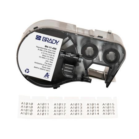 M4-11-498 Brady B-498 on Black on White Label, 19.05 mm Width
