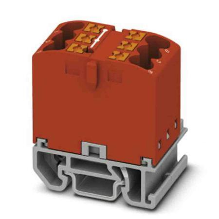 3274104 Kimberly Clark Distribution Block, 6 Way, 4mm², 24A, 690 V, Red