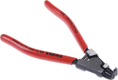 46-21-A01 Knipex 125 mm Chrome Vanadium Steel Circlip Pliers with Bent Tip, External, Range 3 → 10 mm