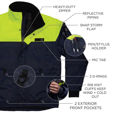 41256 Ergodyne Thermal Clothing Navy, Warm, Waterproof Jacket, XXL