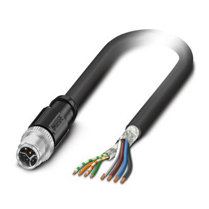1343467 Phoenix ContactNBC, 16m Cat5, Black M12 to Male Free Ends, Shielded Shielded, Terminated Polyurethane Sheath