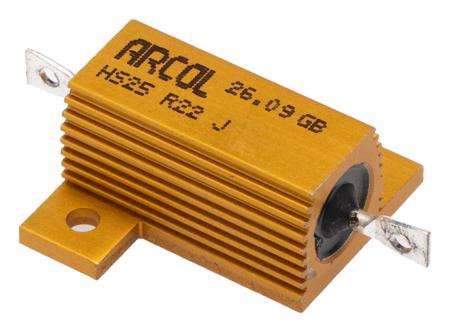 HS25-R22-J Arcol HS25 Series Aluminium Housed Axial Wire Wound Panel Mount Resistor, 220mΩ ±5% 25W