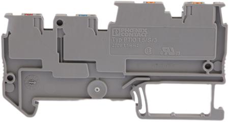 3244410 Phoenix Contact  PTIO 1.5/S/3 Series Grey, 1.5mm², Triple-Level, Push In Termination