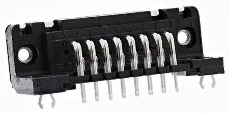 09662526612 HARTING 15 Way Right Angle Through Hole D-sub Connector Socket, 2.74mm Pitch, with 4-40 UNC Threaded Inserts, Boardlocks